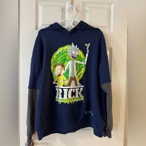 Mad Engine Gamercore Sitcome Rick & Morty Sitcom Graphic Hoodie Blue Men's L